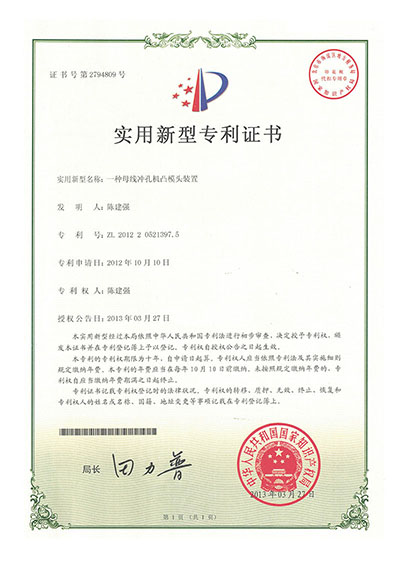 一種母線沖孔機(jī)凸模頭裝置